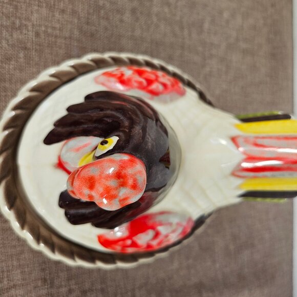 Vintage Metlox Hen On Nest Poppy Trail Pottery Vernon Red Rooster Covered Dish - Picture 12 of 12